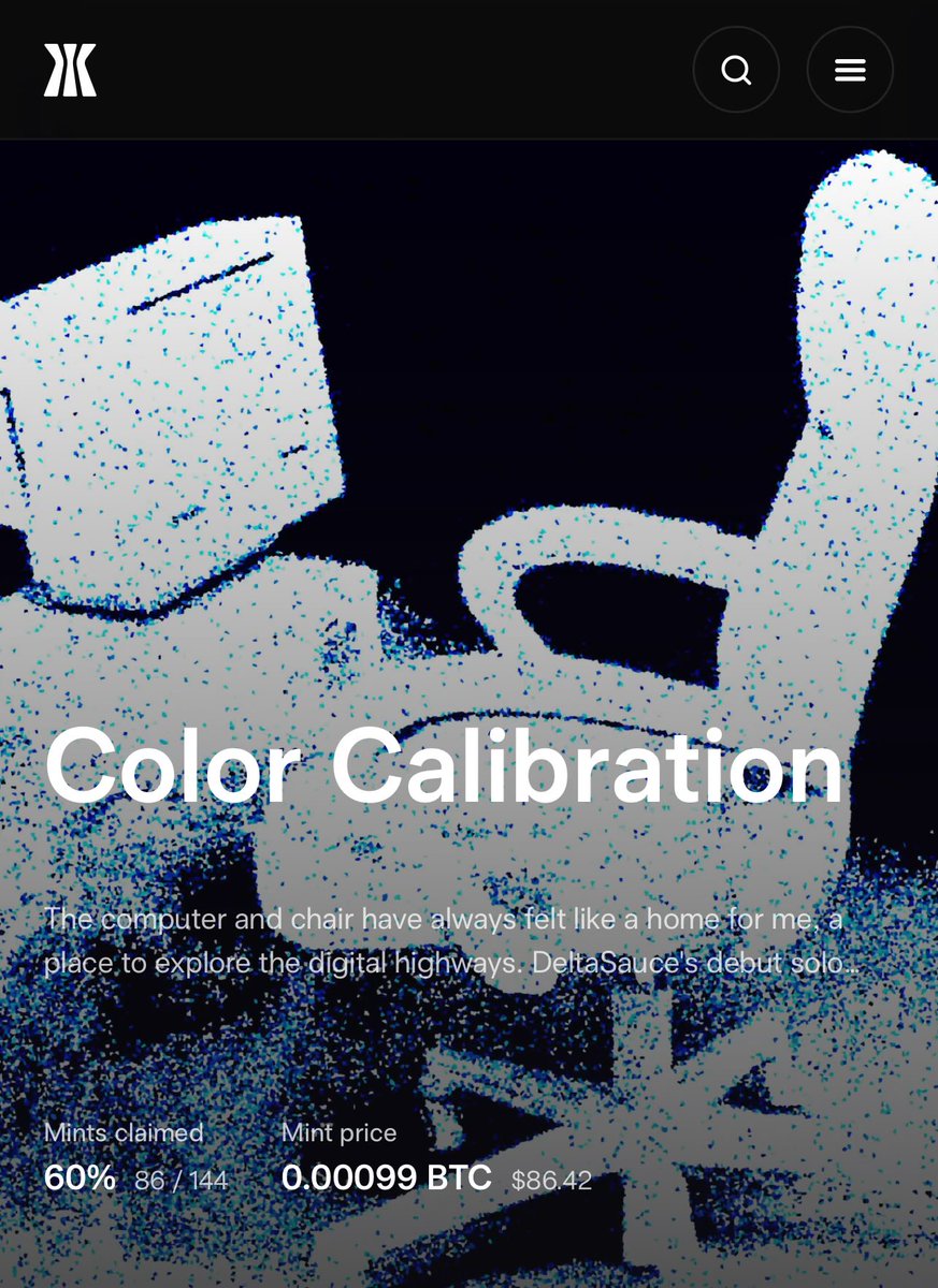 Congratulations to Chonky <a href="/deltasauce/">DeltaSauce</a> ! 

86/144 minted 👀

Color Calibration 
<a href="/trygamma/">Gamma.io</a>