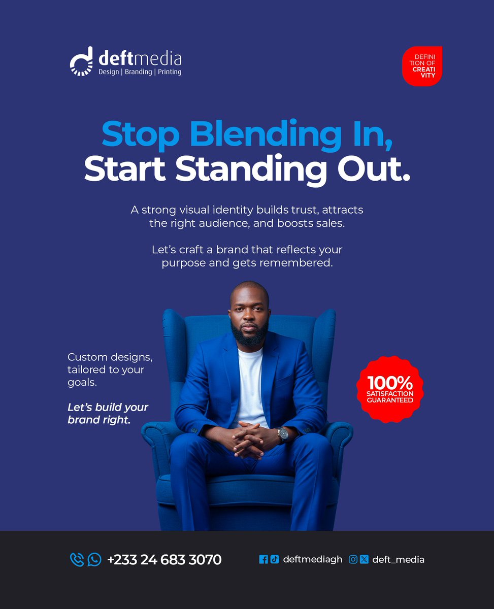 Deft_Media's tweet image. Unleash your brand&apos;s potential! A strong visual identity doesn&apos;t just look good; it builds trust and attracts the right audience. Let&apos;s make your brand unforgettable! 
#Branding #DesignWithPurpose #VisualIdentity #accradesigner #accraghana🇬🇭 #DeftMedia