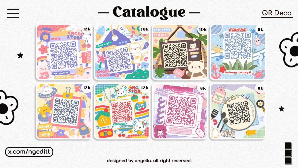 ngeditt's tweet image. help rt! thank you ── .✦ make your qris payment more stylish! qris deco / qr deco by el can be recolored to fit your style. price starts 5k-15k. hmu on dm for order!⋆｡𖦹°‧★

#zonauang #zonaba