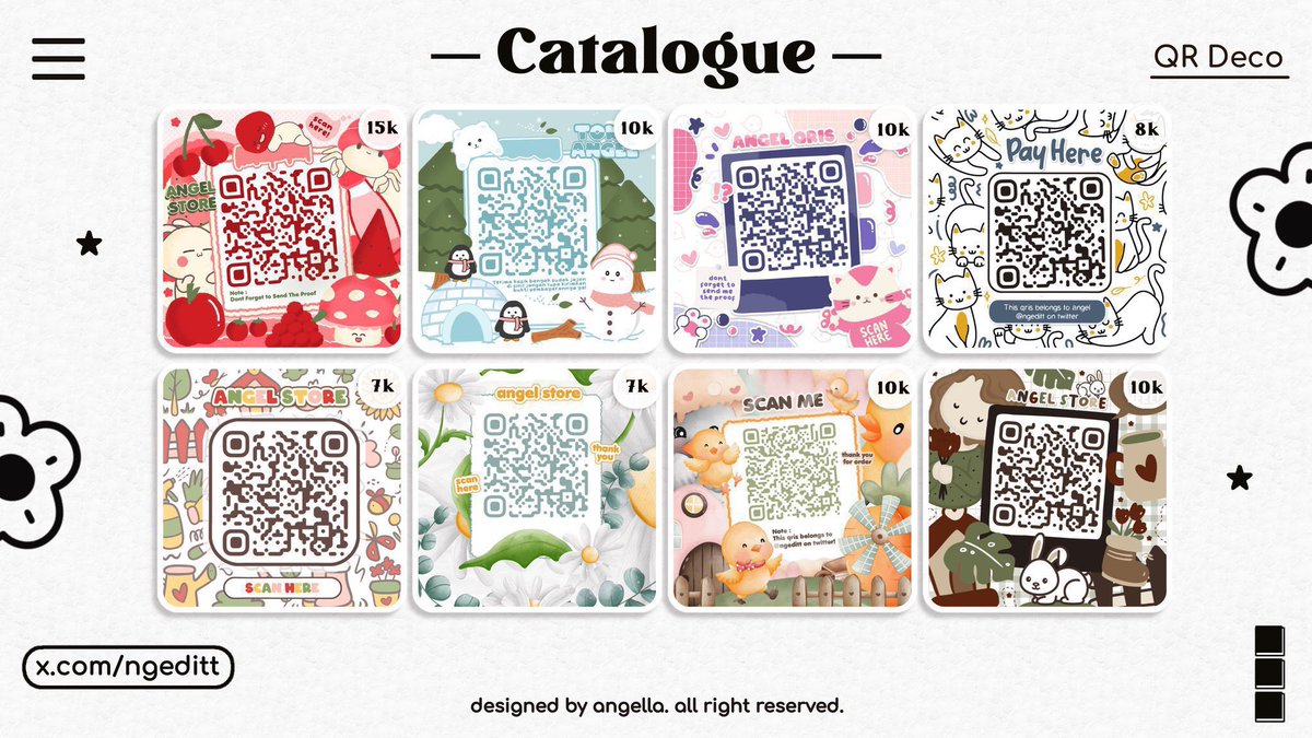 ngeditt's tweet image. help rt! thank you ── .✦ make your qris payment more stylish! qris deco / qr deco by el can be recolored to fit your style. price starts 5k-15k. hmu on dm for order!⋆｡𖦹°‧★

#zonauang #zonaba