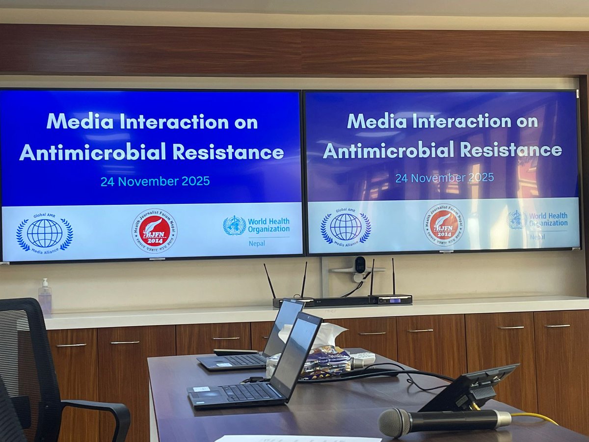 shobha1shukla's tweet image. #Media interaction on #AntimicrobialResistance in Kathmandu, Nepal is happening today to mark #WorldAMRAwarenessWeek #WAAW2025

Organised by @WHONepal, Health Journalists Forum of #Nepal &amp;amp; Global #AMR Media Alliance (GAMA @GlobalAMRMedia) led by @KalpanaAcharya1 @HealthTVOnline1