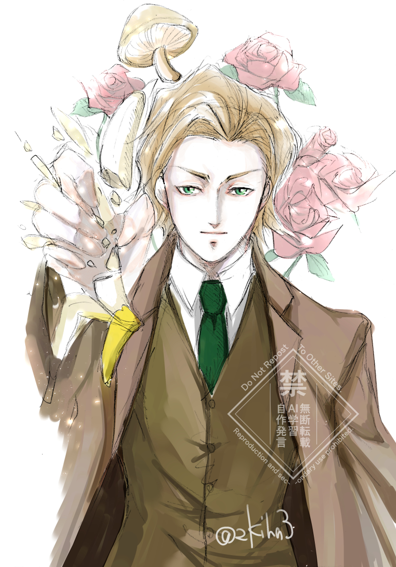 2kiha3's tweet image. 昨日描いた兄様のアナログ絵に色塗ってみた。ＮＯししゃも