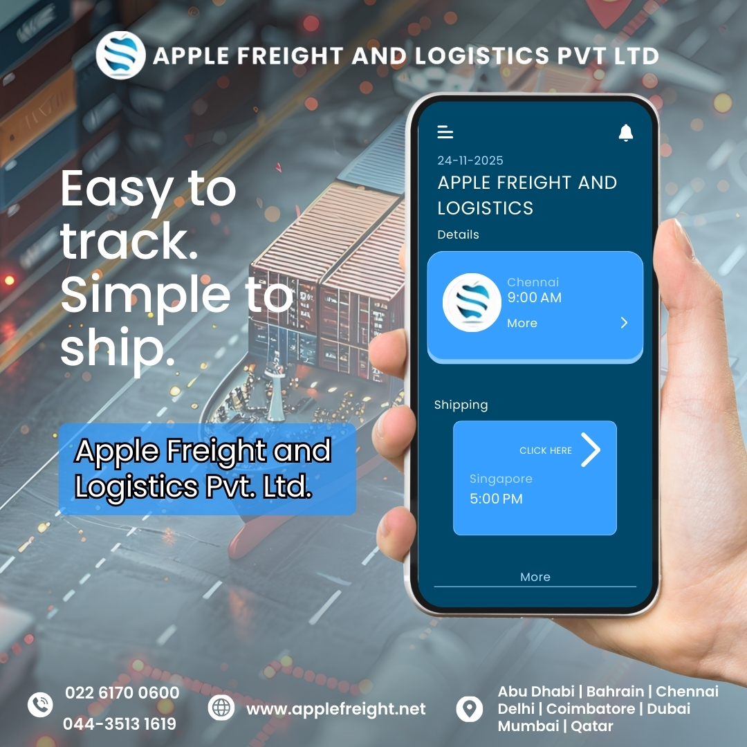 applefreight's tweet image. Easy to Track, Simple to Ship!

📞 Contact: 044-3513 1619 | 022-6170 0600
🌐 Website: applefreight.net
.
.
.
.
.
#FreightForwarding #GlobalShipping #CargoSolutions #LogisticsSolutions #InternationalFreight #SupplyChainExperts #OceanFreight #AirFreigh #RoadTransport