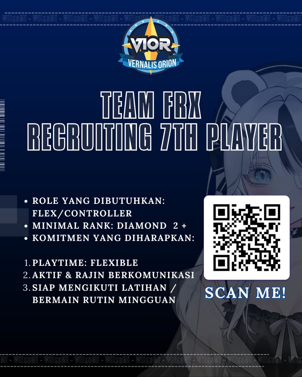 ViOrTower's tweet photo. 🚨 TEAM FRX OPEN Recruitment 🚨

Team FRX Mencari 1 pemain untuk menjadi 7th Player!

 Role: Flex/Controller
 Min Rank: Diamond 2+
 Komitmen:

• Playtime fleksibel (Malam)
• Aktif komunikasi
• Siap latihan mingguan

Berminat bergabung?

Daftar di: https://t.co/ZIIe21NqbH https://t.co/tFQ4gc0mM3