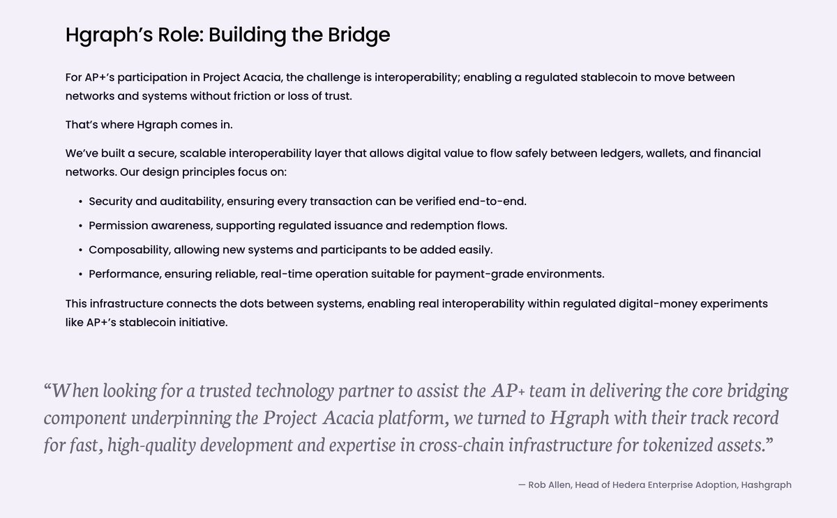 hgraph's tweet image. “When looking for a trusted technology partner to assist the AP+ team in delivering the core bridging component underpinning the Project Acacia platform, we turned to Hgraph...” - Rob Allen (aka @rob_nodl) 🇦🇺

Read about our recent work ↓
