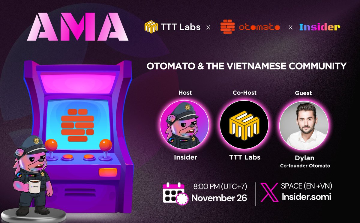 Insider AMA #8: Otomato &amp; the Vietnamese Community.

@Otomato_xyz is building the Otomato OS, our automation engine that powers on chain workflows and agents across EVM ecosystems. On top of it, we built the DeFi Assistant that scans your wallet and sends contextual, portfolio