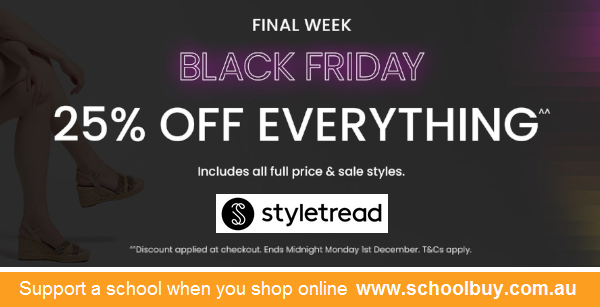 Hurry to get 25% off everything at Styletread and help #fundraise for #schools (when you shop online via schoolbuy.com.au/styletread).