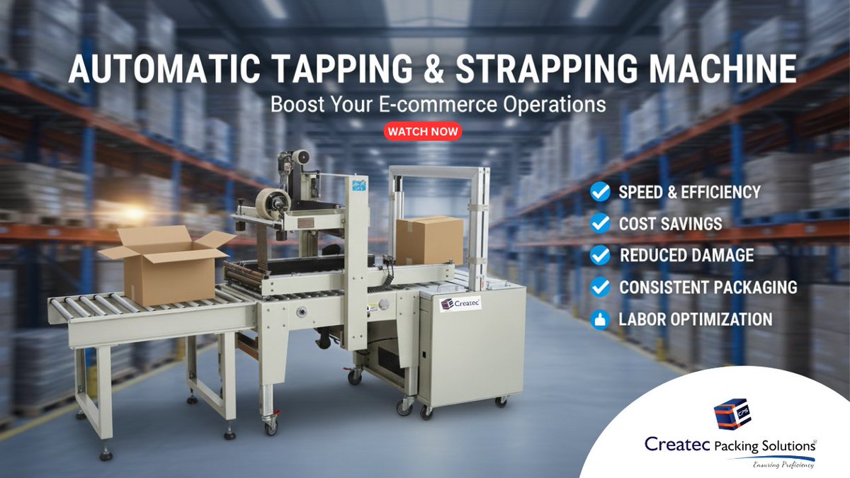 CreatecPacking's tweet image. 📦 Automatic Taping &amp;amp; Strapping Machine for Corrugated Boxes 🎥✨
youtu.be/NjhpTjFYbHw?si…
high-speed machine automatically tapes and straps corrugated boxes — perfect for dispatch, logistics, e-commerce &amp;amp; bulk packaging.

#TapingStrappingMachine #CorrugatedBoxPacking