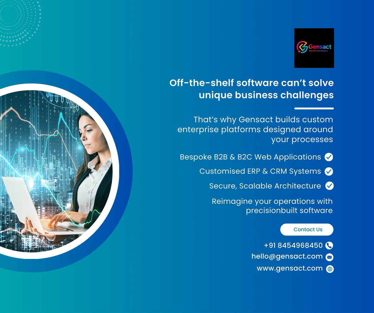 gensact1103's tweet image. Off-the-shelf tools rarely fit your business.
Custom software does.

Gensact builds enterprise platforms that help you work faster and smarter.

🌐 gensact.com

#Gensact #CustomSoftware #ERPSolutions #CRMSolutions