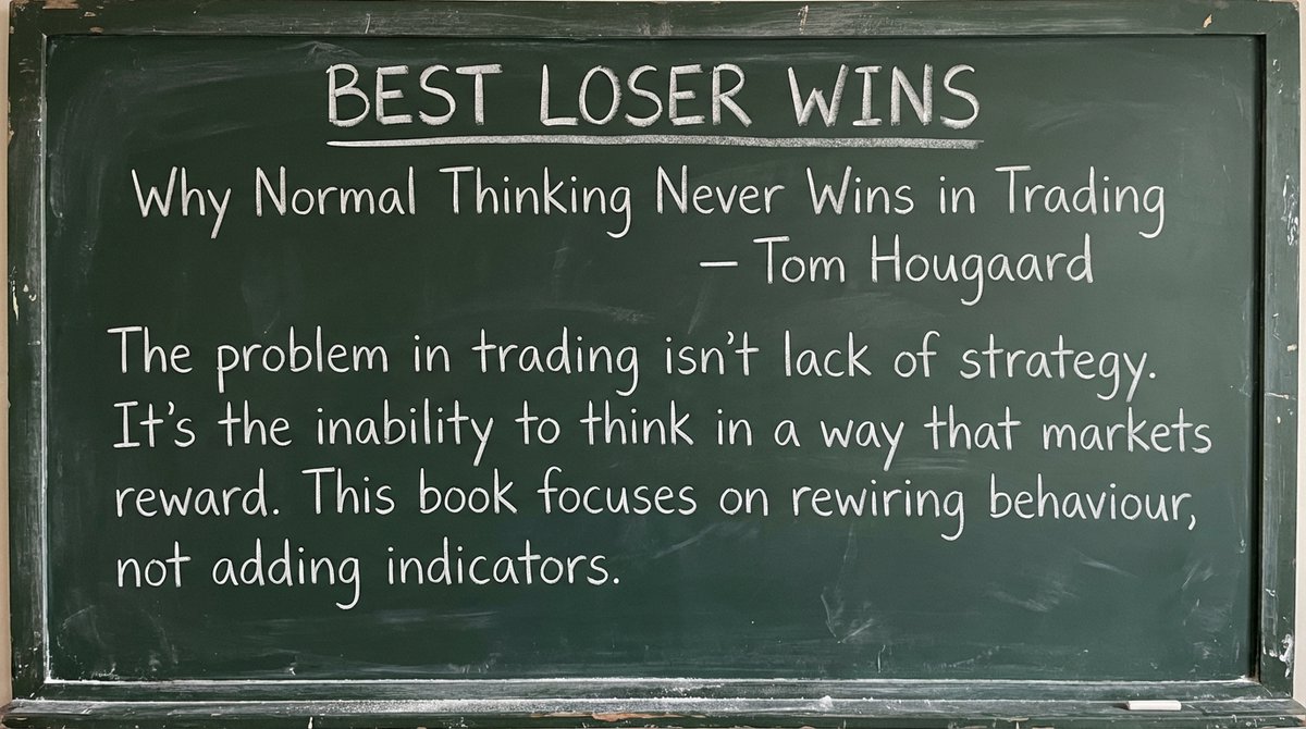 So many of my favourite traders the ones who actually know what they’re doing swear by one book:

"Best Loser Wins by Tom Hougaard."

Not because it teaches setups…
but because it teaches how your mind ruins them.🧵