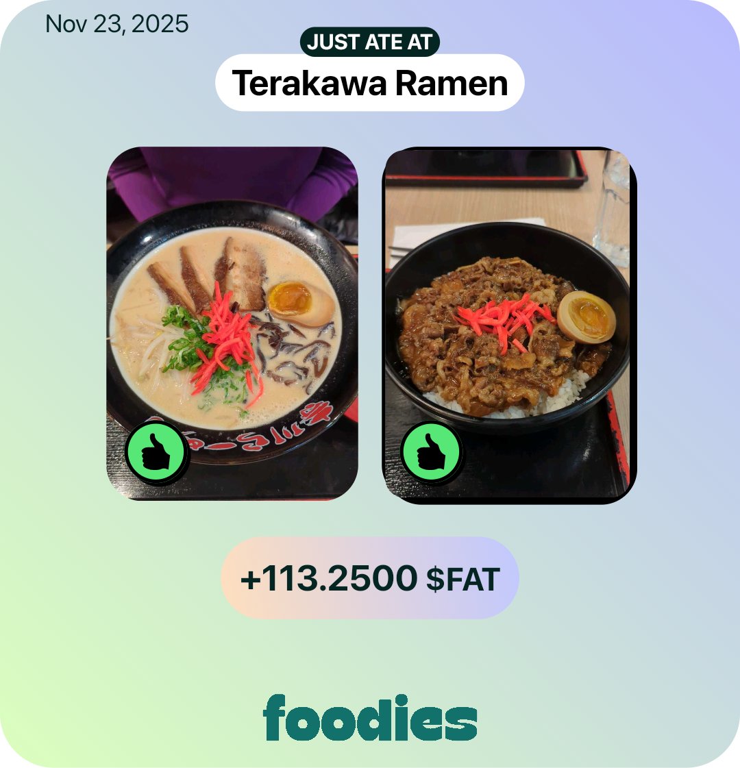 chris_byte's tweet photo. Just earned FAT with @foodies! You can too. Use my referral https://t.co/E2wfVL141M and earn 100 FAT. https://t.co/bLm2nxYGkG