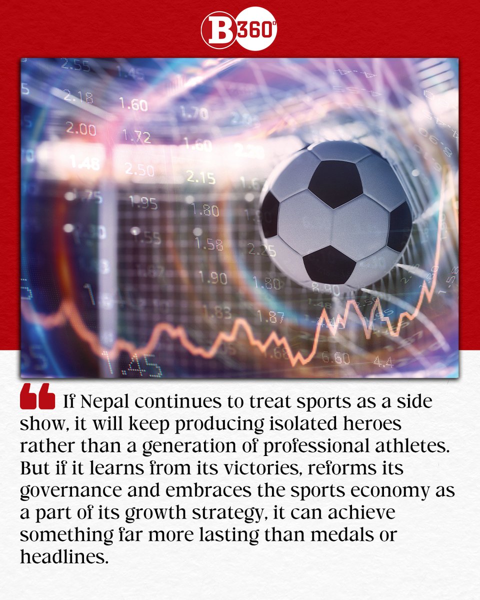 If Nepal continues to treat sports as a side show, it will keep producing isolated heroes rather than a generation of professional athletes. #Business360magazine #Business360 #ELEPHANTINTHEROOM - b360nepal.com/detail/26931/b…