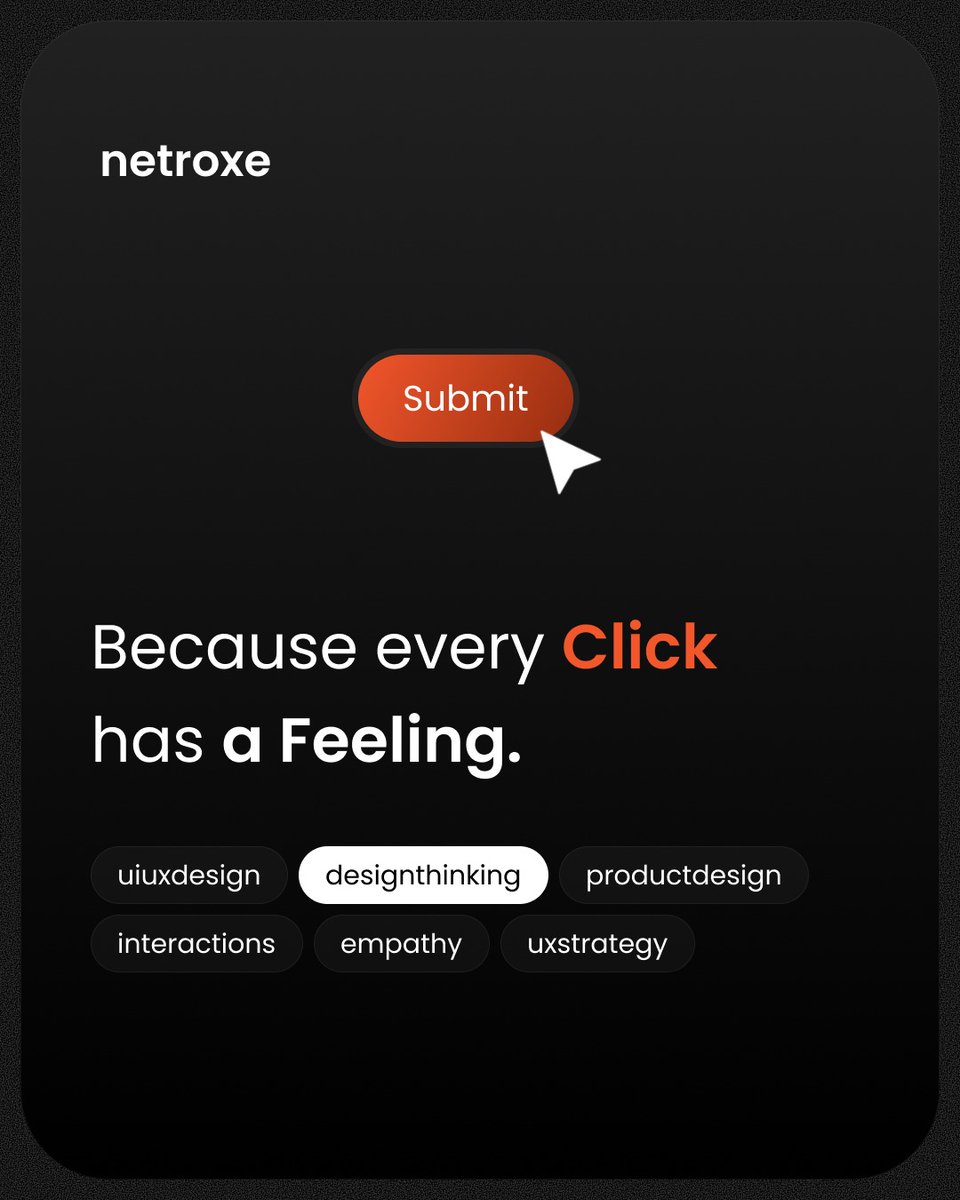 Netroxe's tweet image. Every click says something and smart design listens.

At Netroxe, we shape digital experiences that feel natural and deeply human.

From UI/UX to product design, we focus on clarity and seamless interaction.

📩 mail@netroxe.com
🌐 netroxe.com

#Netroxe #ITSolution