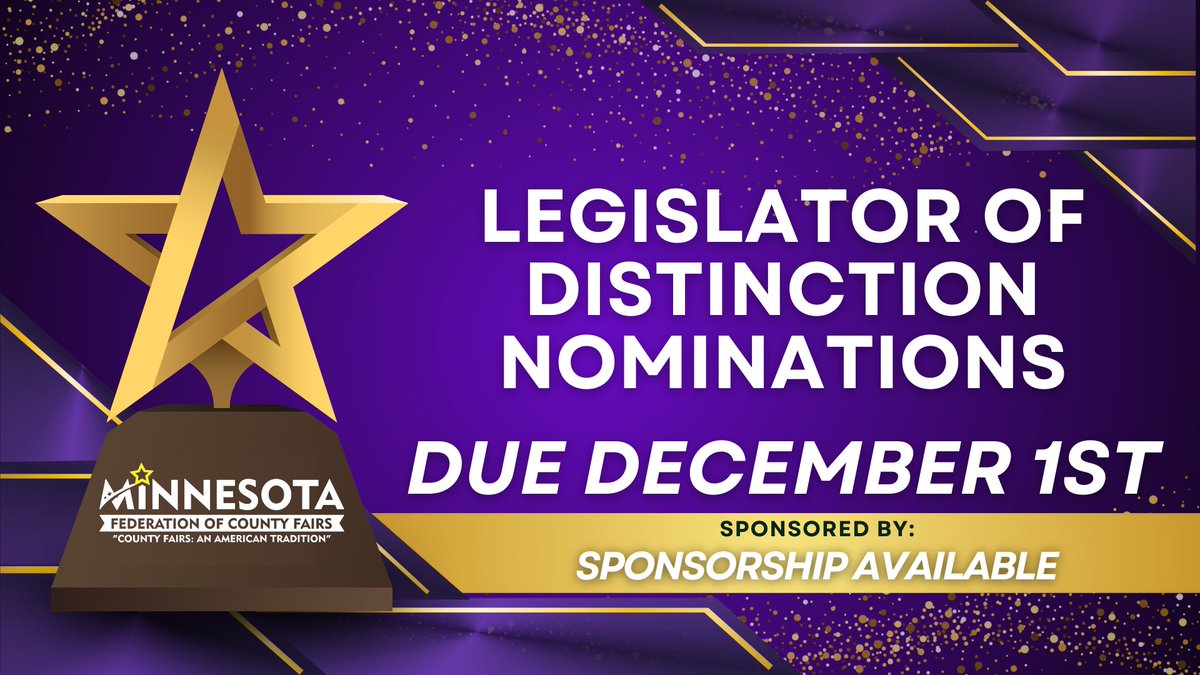 Know an elected official who helps ensure that county fairs remain a central part of community life, agricultural education, and societal culture, and the important role they play in local economies and youth development opportunities.

Nominate them here: mfcf.com/p/convention/a…
