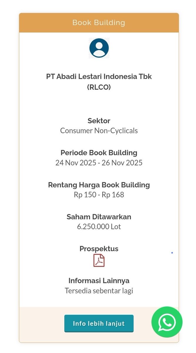 rinaldtrader's tweet image. New IPO Alert! RLCO Abadi Lestari Indonesia Tbk
Uw nya si IF bagus sih, NSSS sama VKTR sampai skrg diatas harga IPO. Cuma modelnya naik slow. Disclaimer On