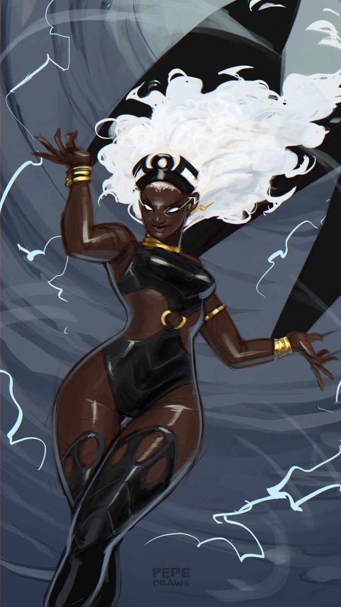 A quick Storm piece using my design. Was bit of a study of my new brush and color. No blending modes, just color picking 
It was pretty fun. 
#OroroMunroe