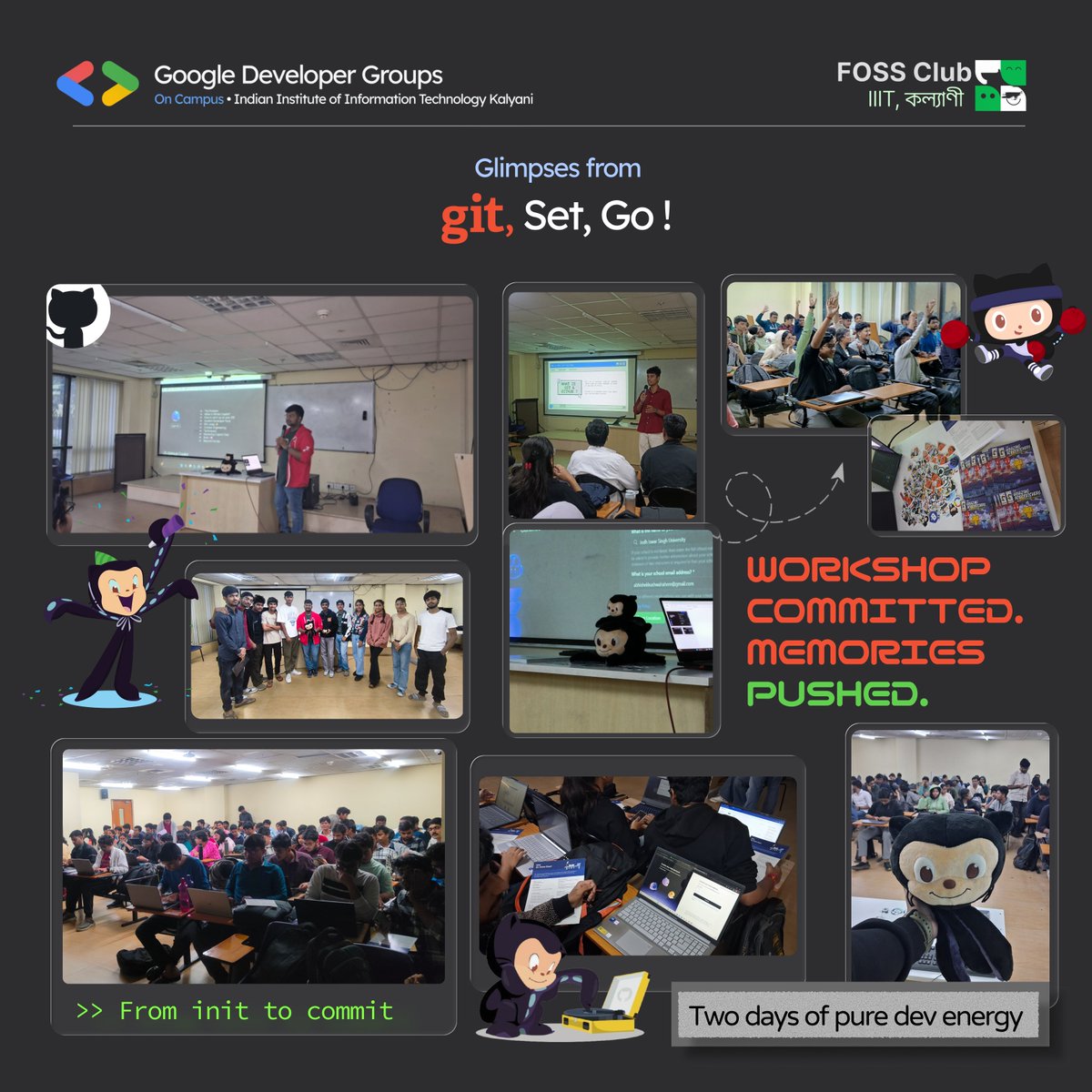 gdsciiitkalyani's tweet image. 🎉What an incredible 2-day journey at Git, Set, Go! 
A hands-on session on Git basics and collaborative workflows.💻
Big shout-out to our amazing Speakers: Ayush Prasad &amp;amp; Abhishek Kushwaha (GitHub Campus Expert)

Follow us : gdgiiitk.bio.link

#GitSetGo #GDG #FOSSClub