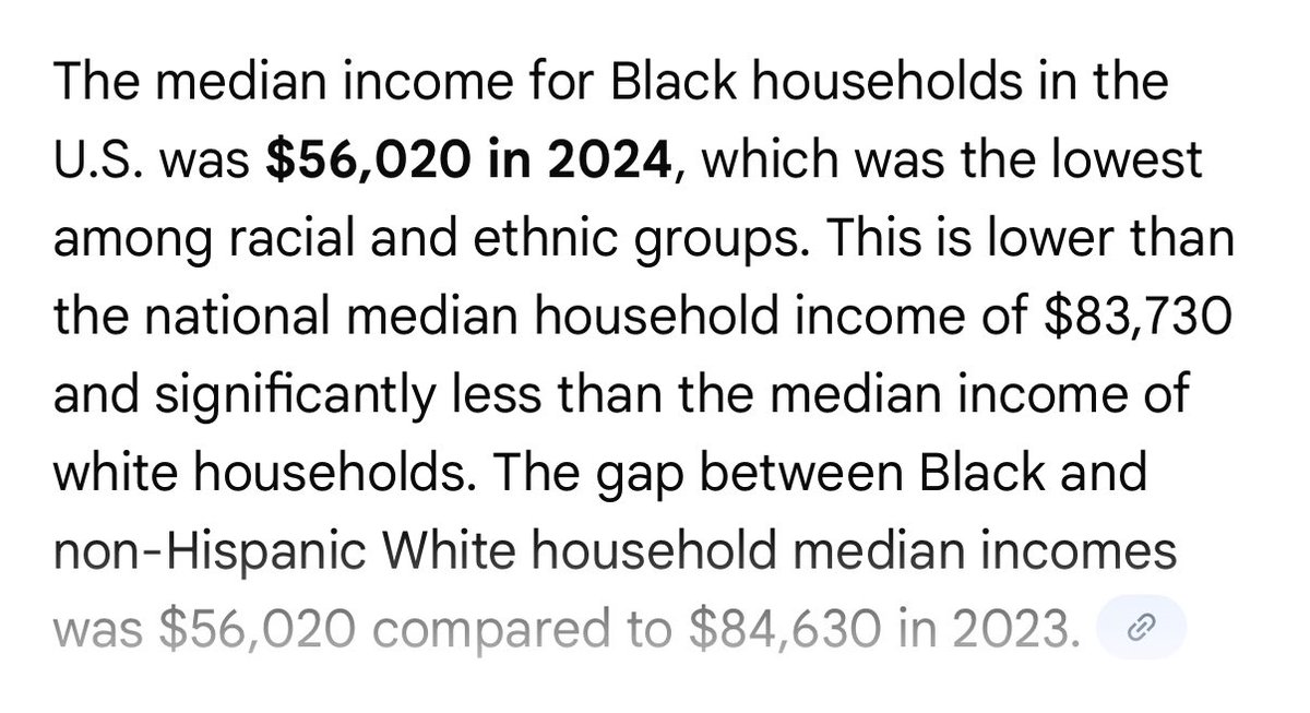 tonetalks's tweet image. According to @FortuneMagazine six figures is middle class. And that is likely with in life gifts and inheritance from parents for many white 30 &amp;amp; 40 year olds. 
While the median income for Black households in the U.S. was $56,020 in 2024. Likely with no inheritance or gifts…