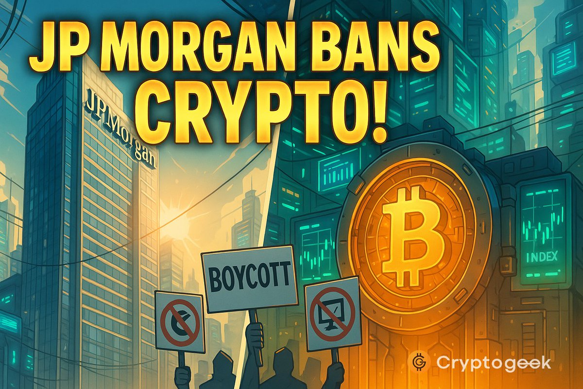 the_Cryptogeek's tweet image. JP Morgan just rage-quit on crypto treasuries and kicked them out of major indexes 😏
Strategy &amp;amp; Bitcoin maxis now calling for a full-on @JPMorgan boycott. $BTC vs TradFi round 999 🥊

Boycott incoming or just another CT drama cycle?
#JPMorgan #CryptoTreasuryBan #BTCUpdate