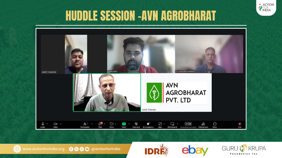 ActionForIndia's tweet image. This week, we hosted Amit Chavan, Founder of AVN Agrobharat.

Our esteemed mentors, Hemendra Mathur and Prashant, led a deep-dive conversation covering:
💡 Go-to-market strategies tailored for dairy value chains

#AFIAgriCohort #AgriTech #DairyTech #SocialImpact #ActionForIndia