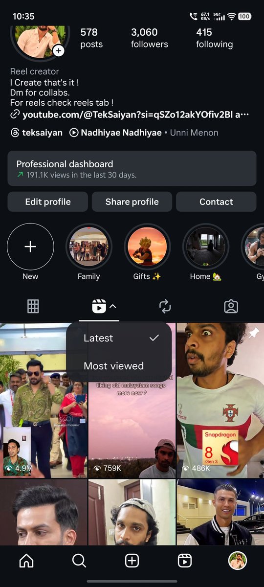 TekSaiyan's tweet image. Hey @instagram, I think there’s a new bug in the Reels tab. Even though Latest is selected by default, the feed shows Most Viewed content instead. We have to tap Latest again for it to refresh correctly. Please look into this and fix it !

#instagram #instagramreels #instagrambug
