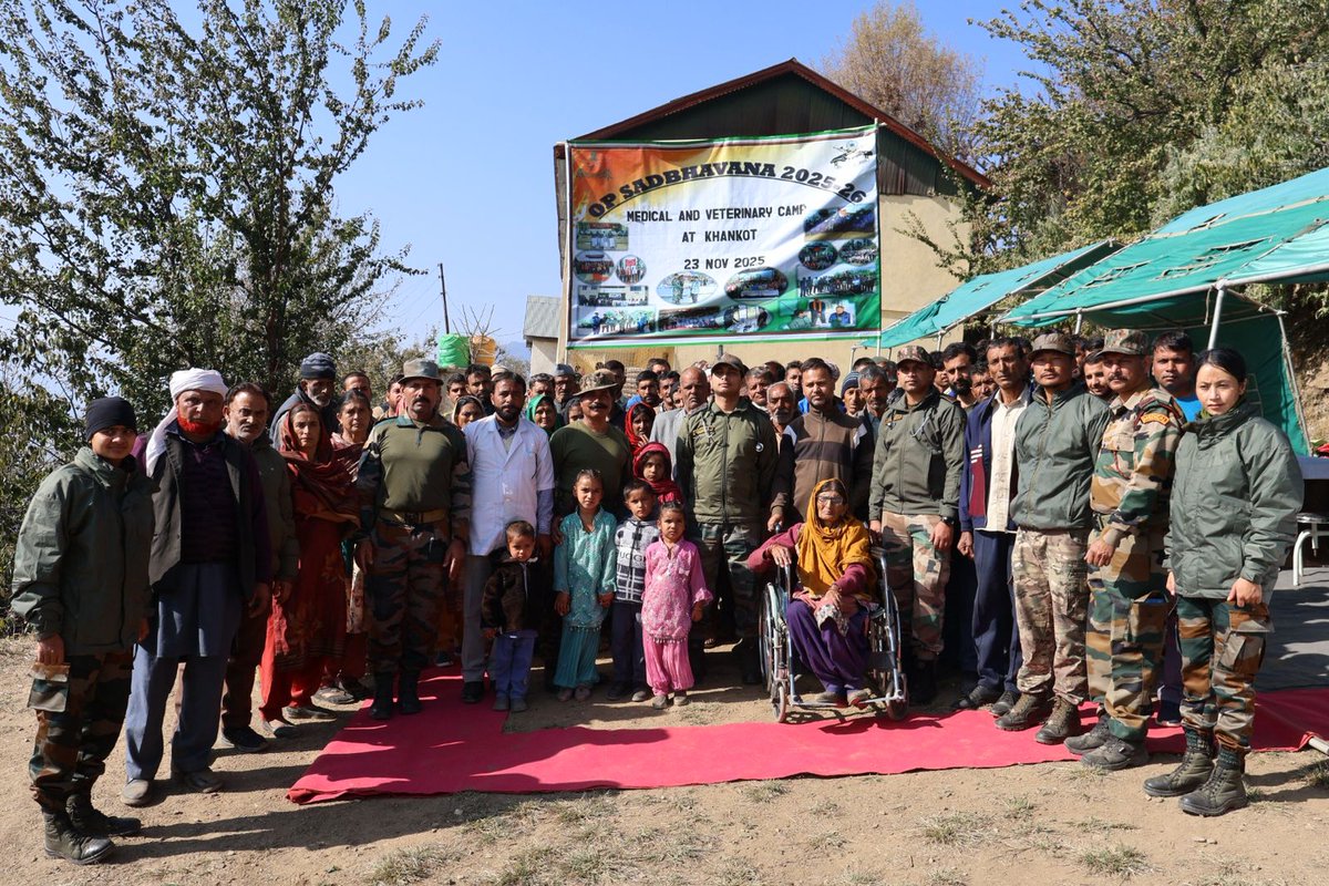 official_dgar's tweet photo. ASSAM RIFLES CONDUCTS MEDICAL AND VETERINARY CAMP IN JAMMU & KASHMIR
As part of its continued commitment towards the welfare and development of remote communities, #AssamRifles organised a Medical and Veterinary Camp at Village Khankot, District Doda, Jammu & Kashmir. The initiative aimed to extend essential medical and veterinary assistance to residents of far-flung areas with limited access to healthcare facilities. A large number of villagers, including women, children and the elderly, benefited from the camp.

#friendsofthenortheast #sentinelsofnortheast #OperationalReadiness #CommunityFirst #NationFirst #ServiceBeforeSelf #GuardiansOfTheNation

@HMOIndia @adgpi @PIBHomeAffairs