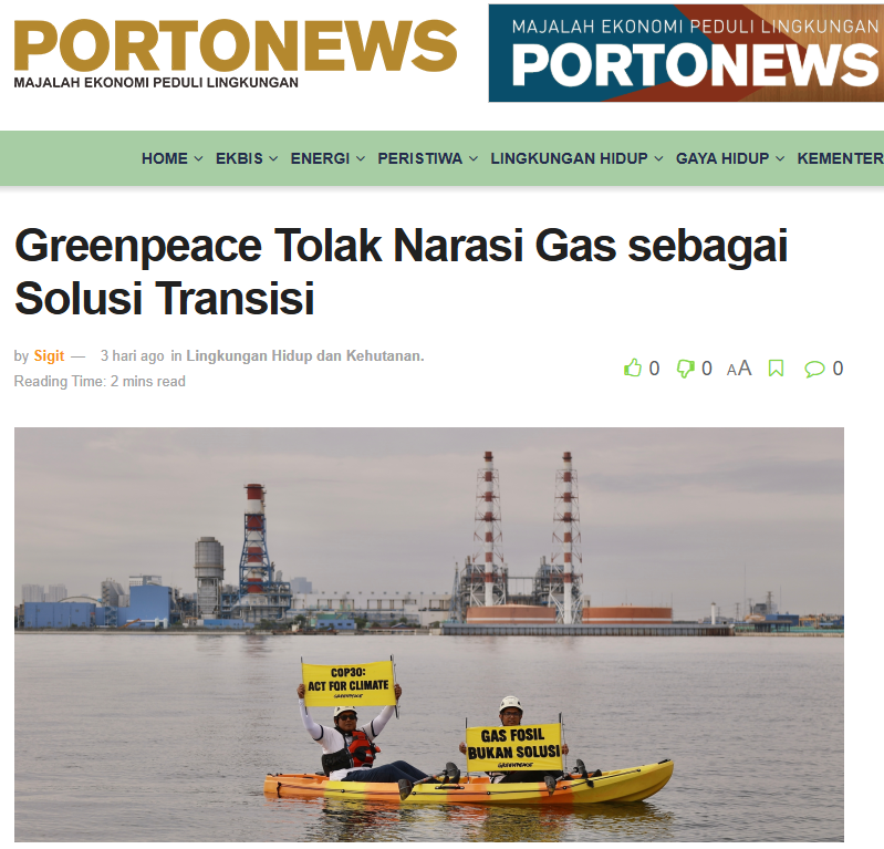 portonewsonline's tweet photo. Seiring meningkatnya perhatian dunia terhadap isu krisis iklim, aksi protes terkait kebijakan energi kembali mencuat di Indonesia.https://t.co/U5bk5LEotl #greenpeace #COP30 https://t.co/XxP0zt7Obg