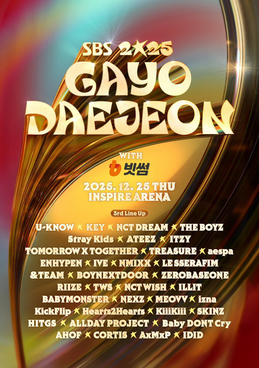 ahofpopbase's tweet image. AHOF is confirmed to attend the ‘2025 SBS GAYO DAEJEON’ on December 25 at the INSPIRE ARENA.