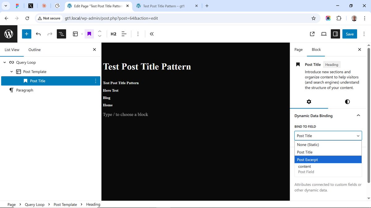 arcwordpress's tweet image. Despite feeling that Block Bindings might not be worth the effort and we might get more mileage rolling our own data layer from scratch, we forged ahead and made a makeshift data field selector. 

It&apos;s a HOC that uses a block filter to show a select on all registered blocks (in…