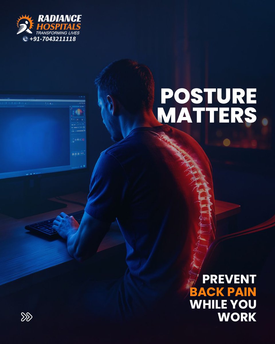 RadianceHosp's tweet image. If your back hurts by day-end… your posture is saying something. 👀🪑

Sit right, adjust screen height, move often, support your feet &amp;amp; strengthen your core.

#RadianceHospitals #Ahmedabad #BackPainRelief #PostureMatters #HealthySpine #OfficePosture