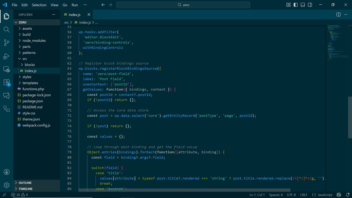 arcwordpress's tweet image. Despite feeling that Block Bindings might not be worth the effort and we might get more mileage rolling our own data layer from scratch, we forged ahead and made a makeshift data field selector. 

It&apos;s a HOC that uses a block filter to show a select on all registered blocks (in…