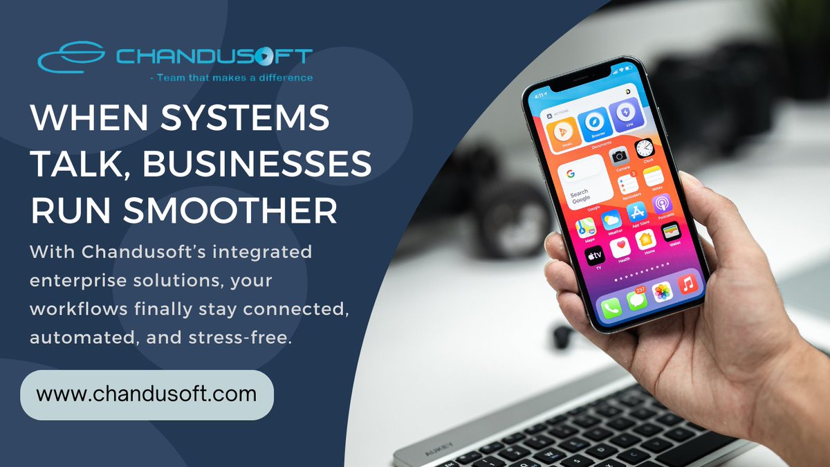 ChandusoftLtd's tweet image. 📲 Systems that talk. Workflows that flow. 
CHANDUSOFT makes business seamless.

#EnterpriseSolutions #WorkflowAutomation #BusinessEfficiency #DigitalTransformation #SmartBusiness #TechIntegration #ProcessOptimization #ChanduSoft #ConnectedSystems #ScalableSolutions