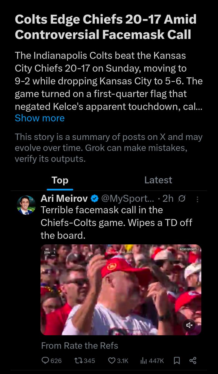 At 12:30 PM, I was surprised to see my X algorithm feed had sent me a story on the Chiefs losing an NFL game that I knew was not close to over. I have barely used Grok, but if this is the norm, that is pathetic. How dare Grok toy with the emotions of casual gamblers?