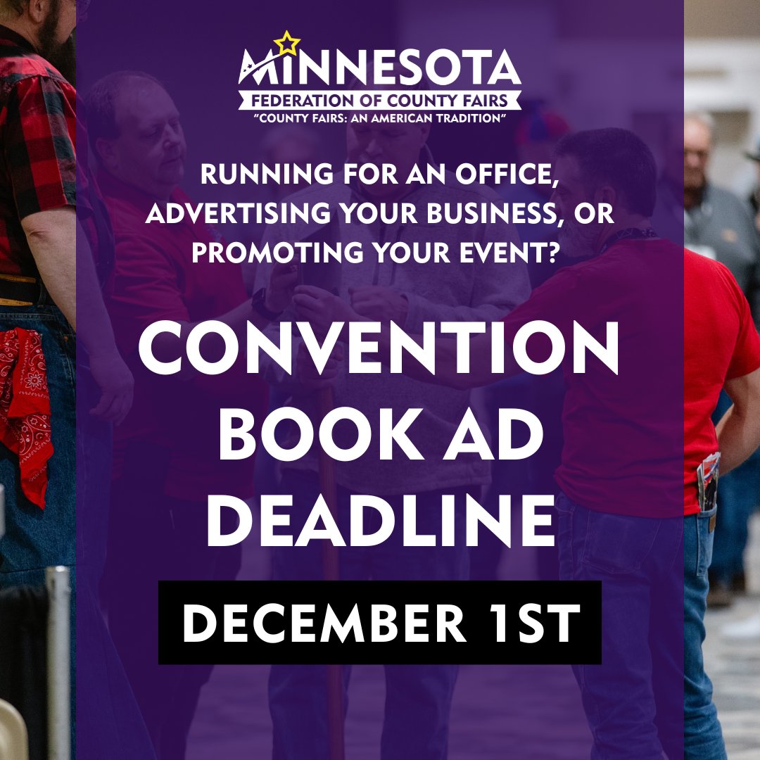 Deadline to get book ads paid for and submitted for approval is on December 1st. Payment for ads is through the registration page of your membership type, and all ad materials must be sent to district1@mfcf.com for verification of payment and approval.

mfcf.com/p/convention/r…