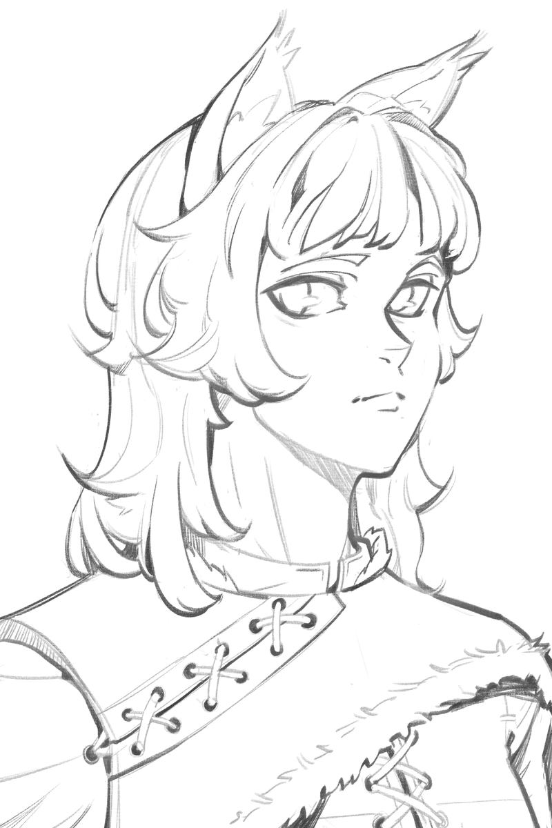 uberuber__'s tweet image. very quick sketch of one of my friend's dnd characters :]