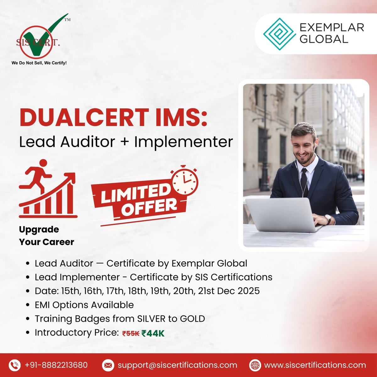 siscert's tweet image. #DualCertIMS : Become a Certified #LeadAuditor &amp;amp; #LeadImplementer –Upgrade Your Skills, Earn Training Badges, &amp;amp; Transform Your Career with Global Recognition!Register - forms.gle/mw7G5d46MUQRy5…
Call us:- +91-8882213680 , Email us:- support@siscertifications.com
#SISCertifications
