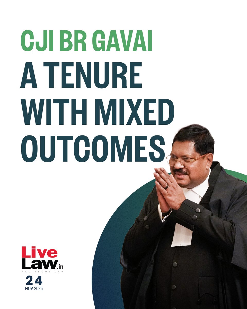 LiveLawIndia's tweet image. The 52nd Chief Justice of India's 6-month term was marked with some bold positives and certain worrisome judicial retractions.
 
Read more: zurl.co/KpOuh 
#SupremeCourt #CJIBRGavai #SupremeCourtOfIndia