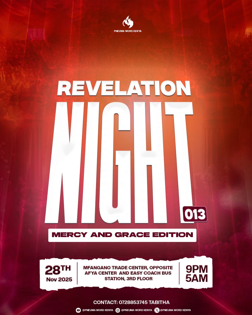PneumaWordKenya's tweet photo. 🌌 REVELATION NIGHT 013 – MERCY AND GRACE EDITION 🌌
Hebrews 4:16 NLT
So, let us come boldly to the throne of our gracious God. There, we will receive his mercy, and we will find grace to help us when we need it most.
#RevelationNight013 #NightOfEncounter #MercyandGrace https://t.co/JSU0bQJMbG