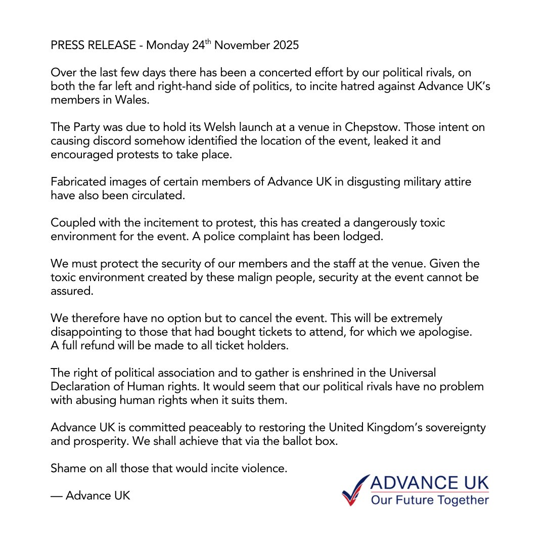 _AdvanceUK's tweet image. An important announcement from Advance UK
