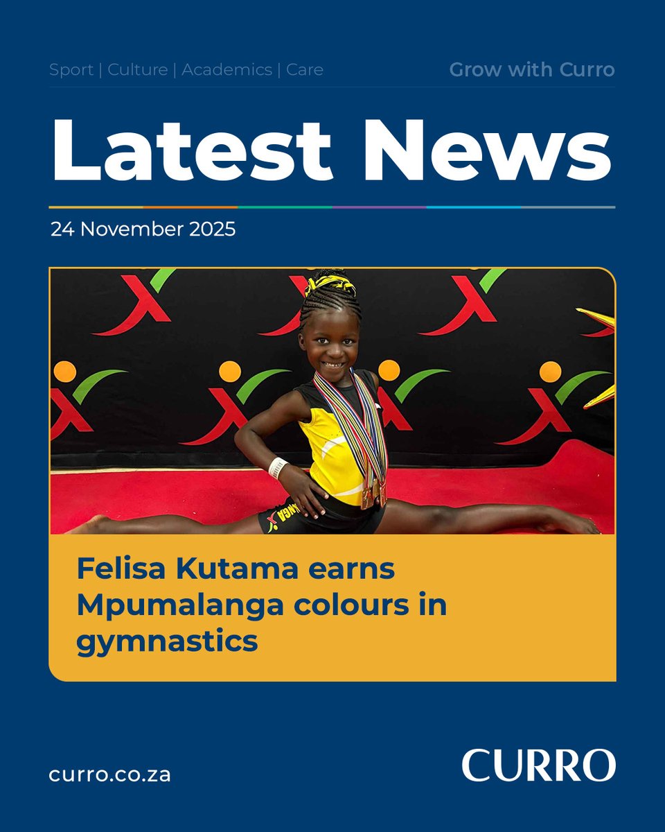 🏅 Grade R gymnast Felisa Kutama from Curro Secunda earns Mpumalanga colours after placing 1st in THREE disciplines at the SA Championships! 🌟👏

Read more: ow.ly/Ttrf50XwHbL

#Curro #QualityEducation
