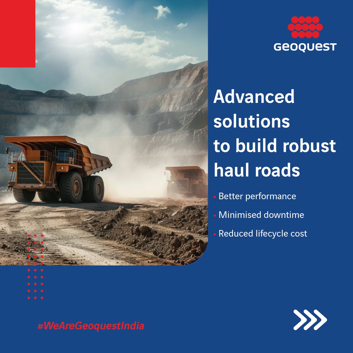 GeoquestIndia's tweet image. Mining demands roads for toughest loads.

Our engineered solutions deliver technical strength, modular durability, &amp;amp; mining-scale resilience. 

#MiningIndustry #HaulRoads #DurableInfrastructure #MiningResilience #SustainableDesignEngineering #BuildBetterTogether #GeoquestIndia