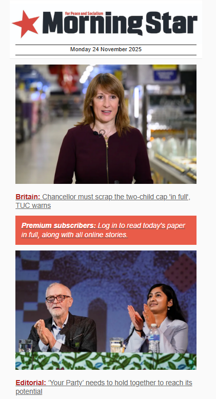 Labour4S's tweet image. Reject the capitalist variants and receive a daily dose of socialism in your inbox. Sign up to the free Morning Star daily newsletter here: morningstaronline.us19.list-manage.com/subscribe/post…