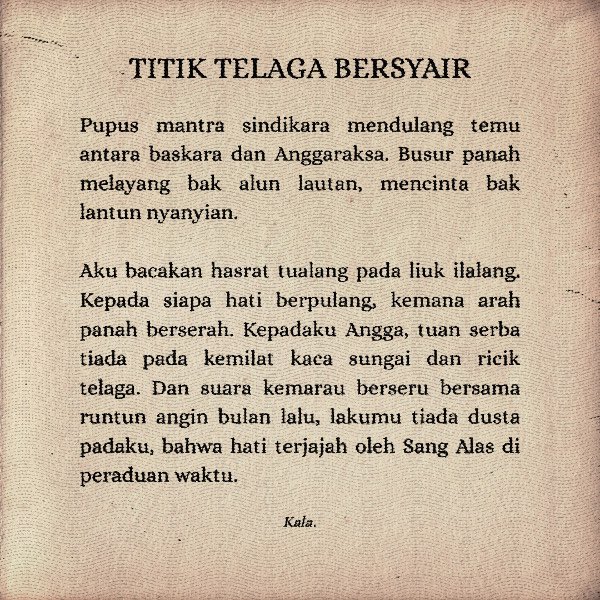LaylaNeva's tweet photo. ⠀

Deru angin kelabu sampaikan secarik takdir di pundak burung pesisir. Gilir-bergilir setiap kata tersusunㅡ hampir tergelincir dan tersambar petir. Perasaan itu lahir, menganulir segala rumpang yang hadir.

Surat ini terjatuh dari hulu hingga hilir. Entah di mana berakhir.

⠀ https://t.co/0UEWTCBqGR