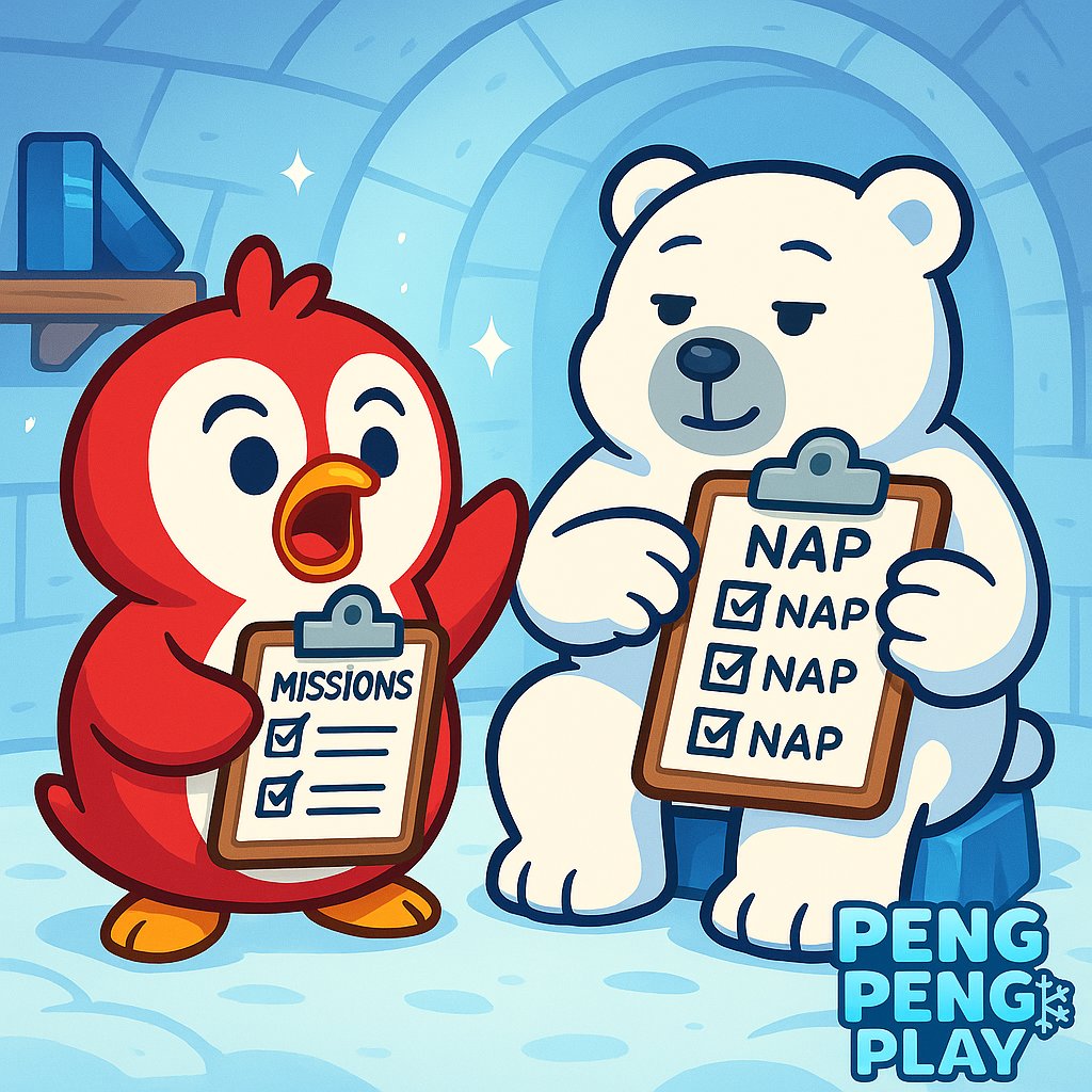 pengpengplay's tweet image. Ruby organized today’s mission list. Snowbear reorganized it into a nap schedule. 😂❄️  

#PengPengPlay #MiniGame #FunnyPeng
