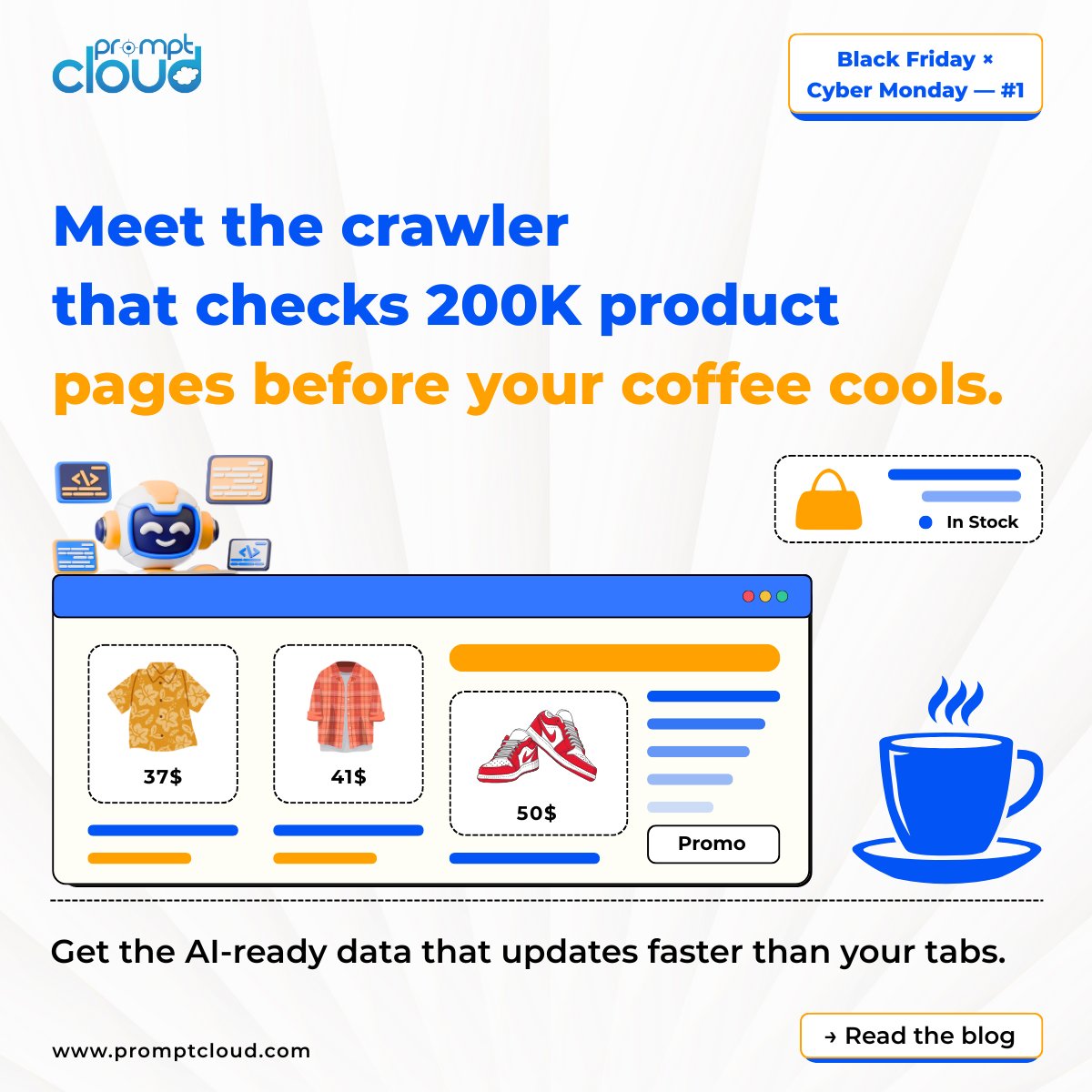 promptcloud's tweet image. While you’re sipping your morning coffee, our crawler has already checked two hundred thousand product pages.

Prices. Stock. Promos. All clean, structured, and ready to use.

Read the full blog: shorturl.at/4iRWP

#ecommerce #blackfriday #cybermonday #data #webscraping