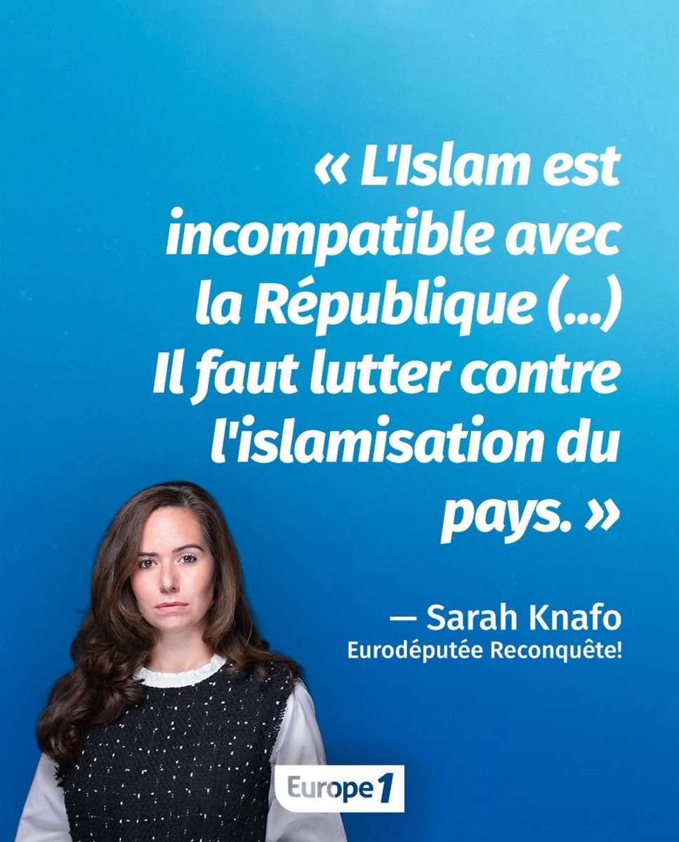 Linformatrice1's tweet image. Imaginez un instant si un homme ou une femme politique déclarait : &quot;Le Judaïsme est incompatible avec la République (...). Il faut lutter contre la judaïsation de la France. @knafo_sarah, la Marocaine, serait la première à hurler à l&apos;antisémitisme.
