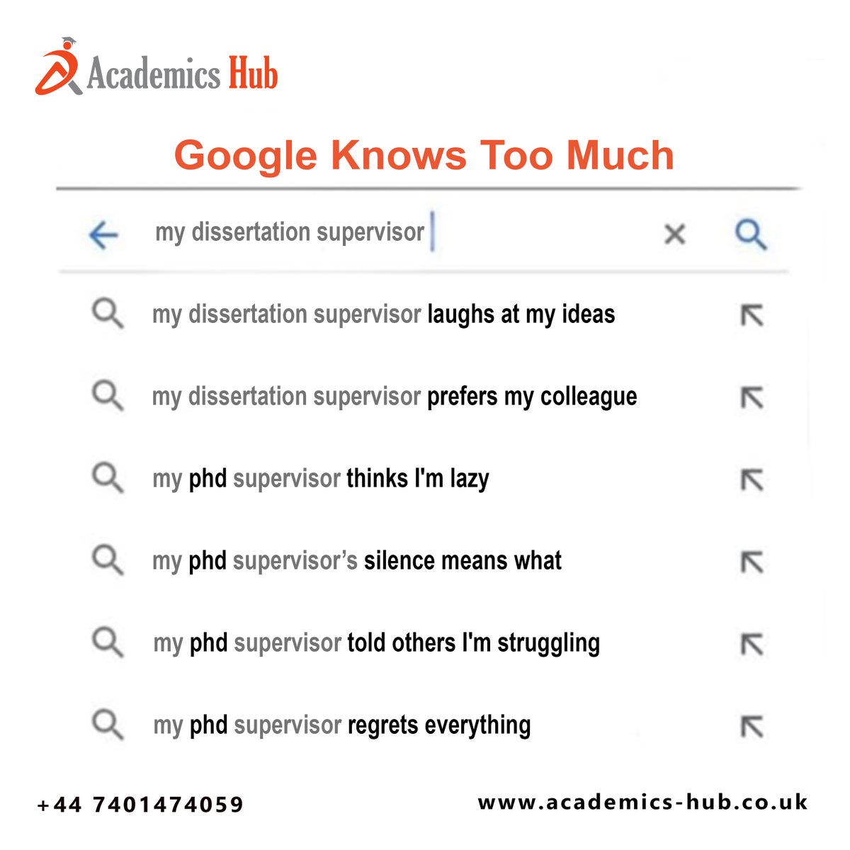 Academichub87's tweet image. Google really said: ‘We know your academic pain.’ 
If your supervisor isn’t helping, we will. Fast, reliable dissertation &amp;amp; thesis support!
academics-hub.co.uk
#AcademicHelp #Dissertation #PhDProblems #StudentLife #WritingHelp #Trending #ResearchSupport