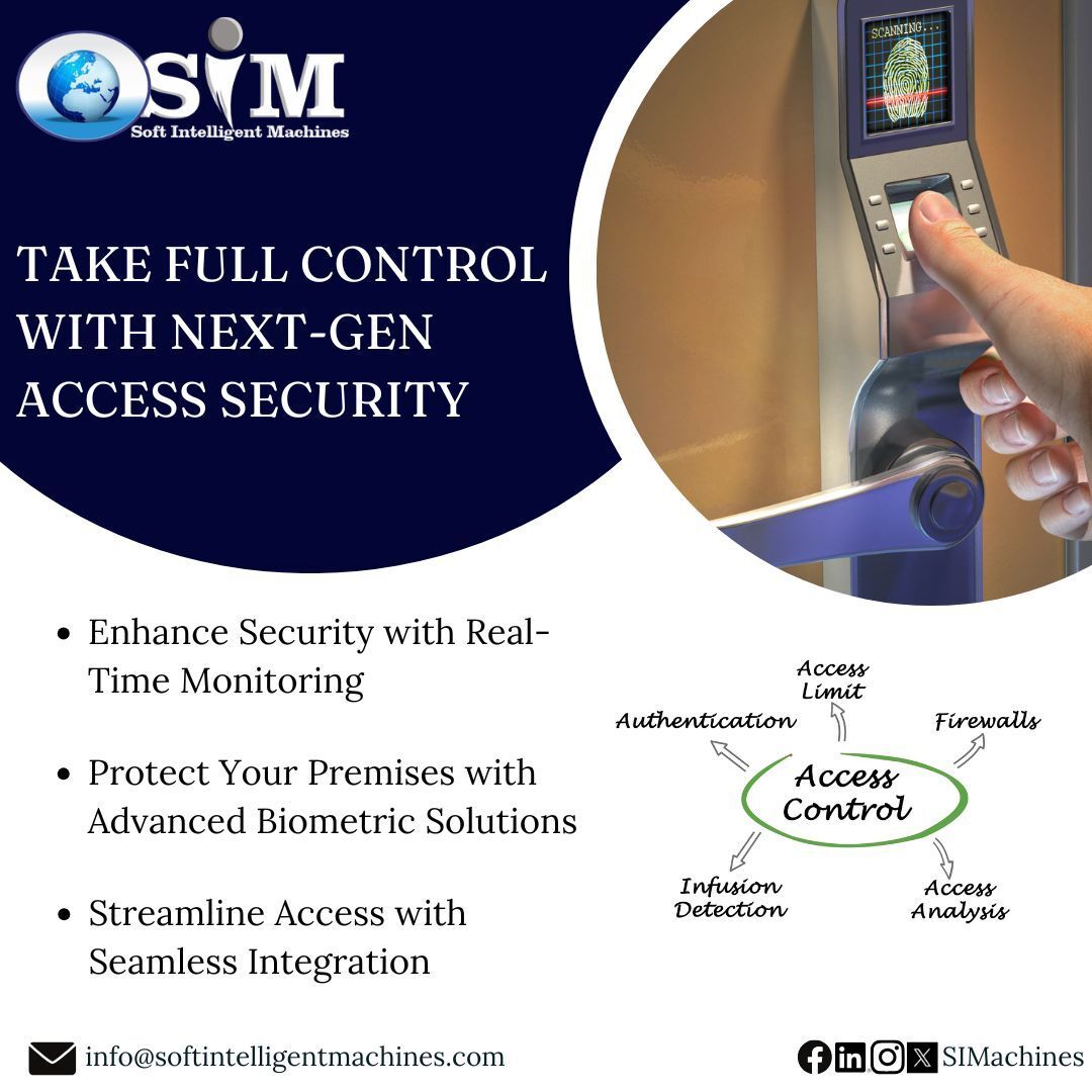 Simachines's tweet image. Soft Intelligent Machines provides enterprise-grade access control solutions to enhance security through advanced authentication, intelligent monitoring, and centralized management. Contact: info@softintelligentmachines.com #AccessSecurity #SmartAccessControl #EnterpriseSecurity