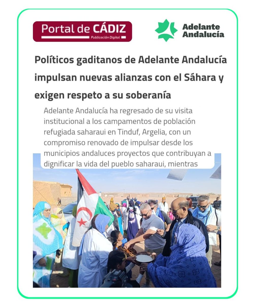 AdelanteCadiz's tweet image. 🔴Mientras no se garantice el derecho del pueblo saharaui a decidir libremente su futuro, seguiremos trabajando y denunciando la ocupación, porque es una cuestión de justicia histórica.

🇵🇸🇵🇸🇵🇸🇵🇸🇵🇸🇵🇸🇵🇸🇵🇸🇵🇸🇵🇸🇵🇸🇵🇸🇵🇸

#SaharaLibre
#FreeSahara

ℹ️ acortar.link/0bynyq