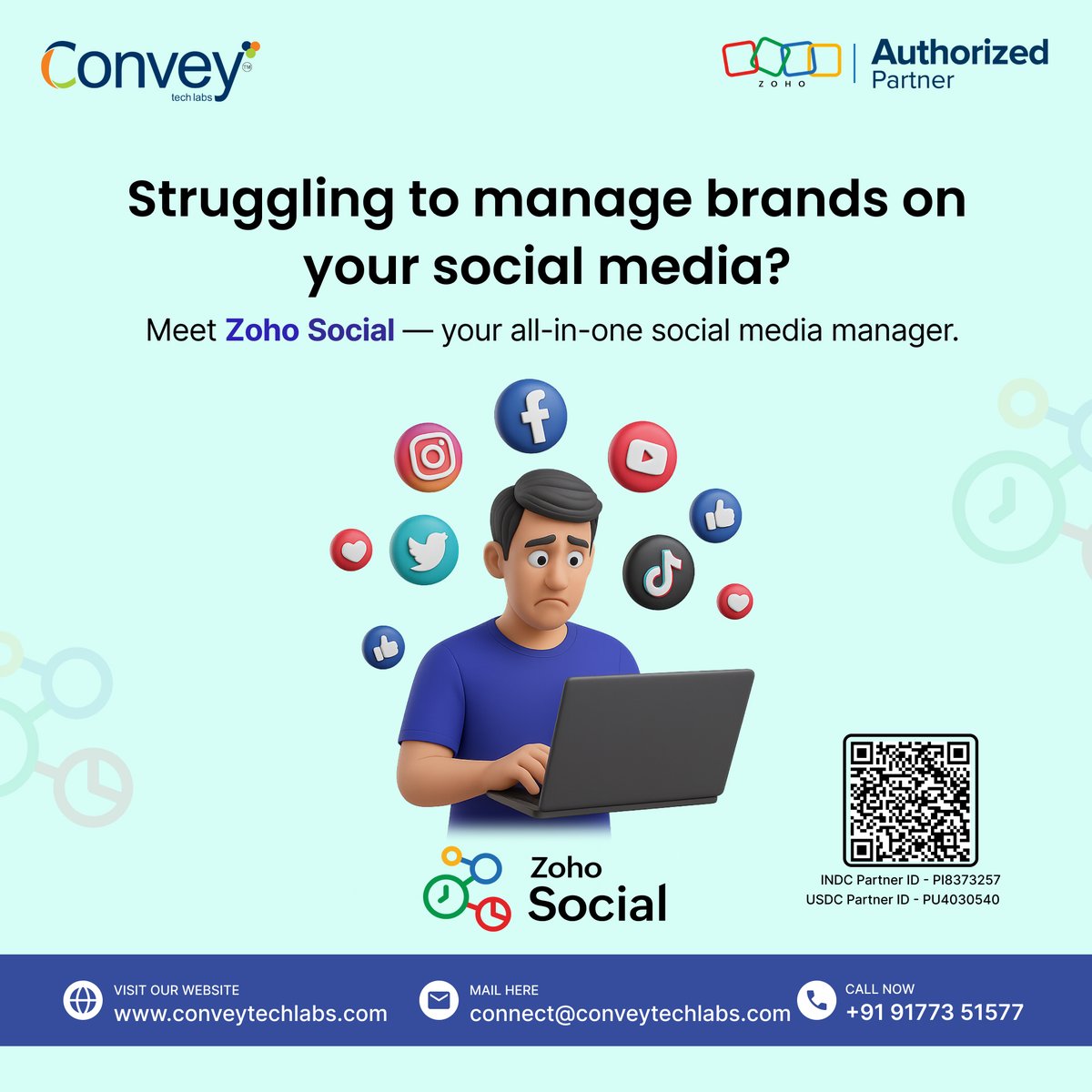 Conveytechlabs's tweet image. Managing multiple #socialmedia channels shouldn’t be stressful.
With @ZohoSocial  you get one powerful platform to plan,publish,monitor &amp;amp; analyze all your brand activities.
Perfect for growing businesses looking to stay consistent &amp;amp; organized online.
#conveytechlabs #zohopartner